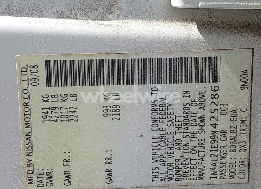 Photo 9 of 2009 Nissan Altima 2.5 S (VIN 1N4AL21E99N425286)