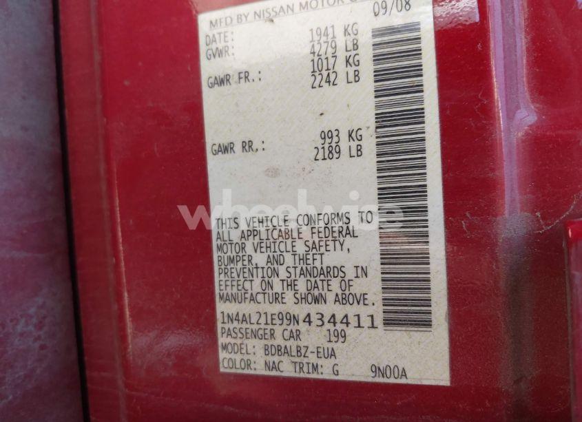 Photo 9 of 2009 Nissan Altima 2.5 S (VIN 1N4AL21E99N434411)