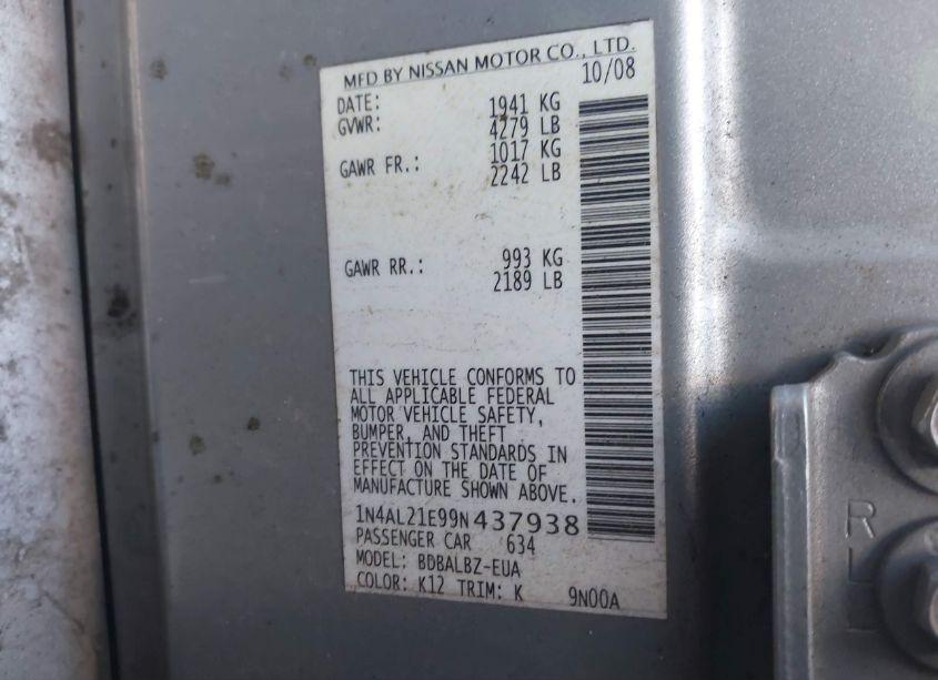 Photo 9 of 2009 Nissan Altima 2.5 S (VIN 1N4AL21E99N437938)