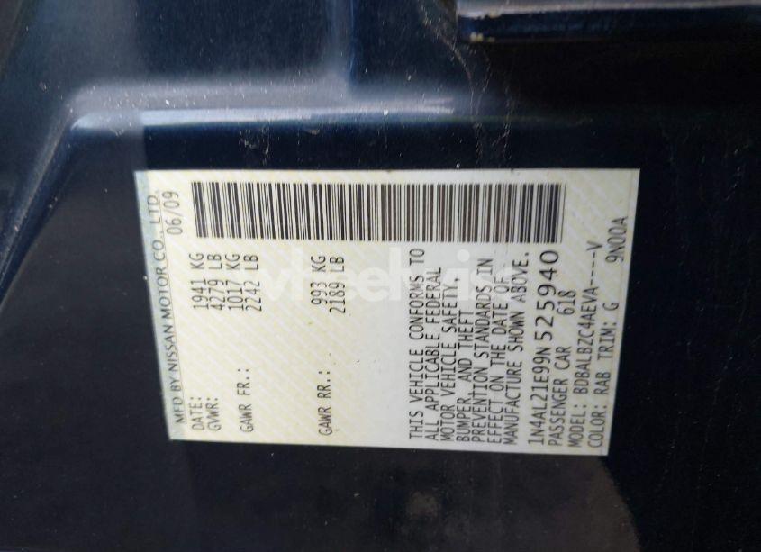 Photo 9 of 2009 Nissan Altima 2.5 S (VIN 1N4AL21E99N525940)