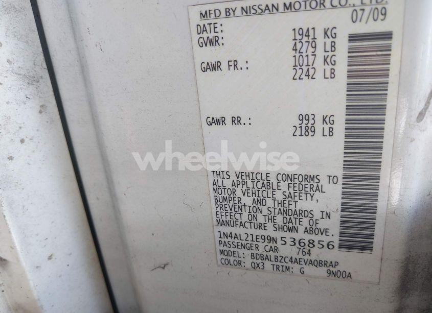Photo 9 of 2009 Nissan Altima 2.5 S (VIN 1N4AL21E99N536856)