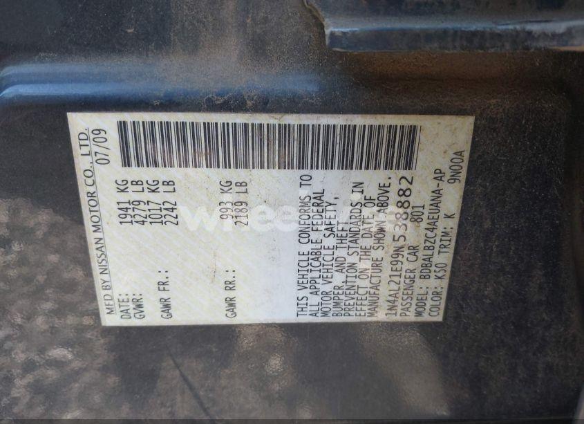 Photo 9 of 2009 Nissan Altima 2.5 S (VIN 1N4AL21E99N538882)