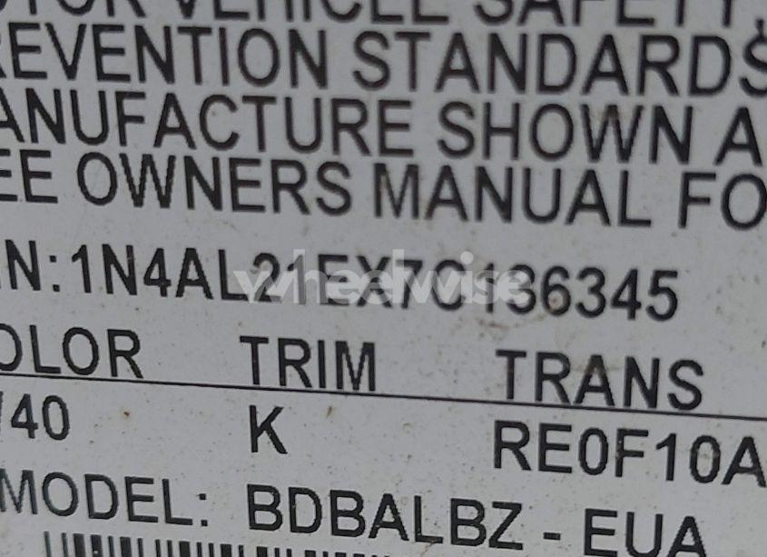 Photo 9 of 2007 Nissan Altima 2.5 S (VIN 1N4AL21EX7C136345)