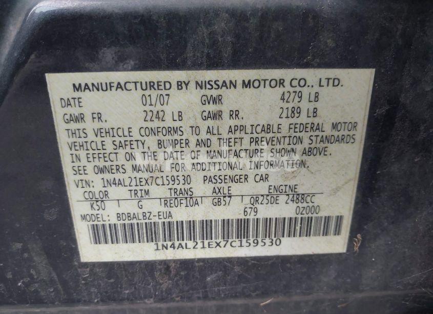 Photo 9 of 2007 Nissan Altima 2.5 S (VIN 1N4AL21EX7C159530)