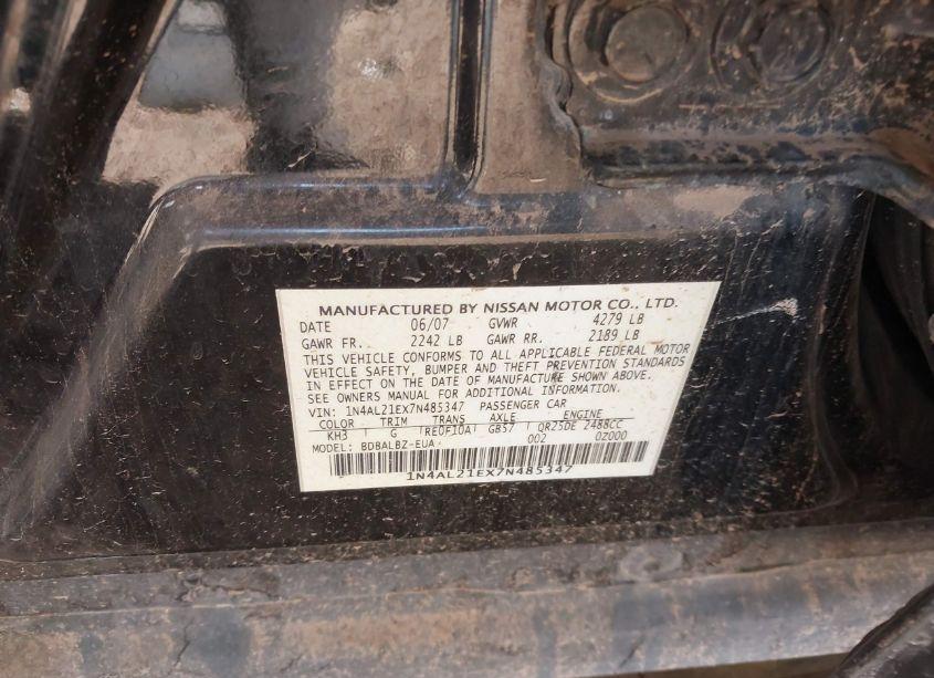 Photo 9 of 2007 Nissan Altima 2.5 S (VIN 1N4AL21EX7N485347)