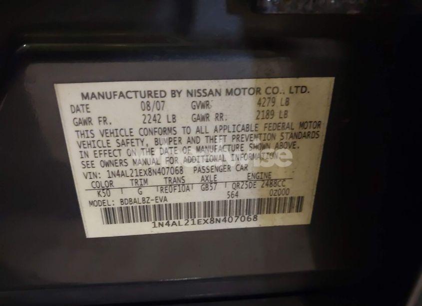 Photo 9 of 2008 Nissan Altima 2.5 S (VIN 1N4AL21EX8N407068)