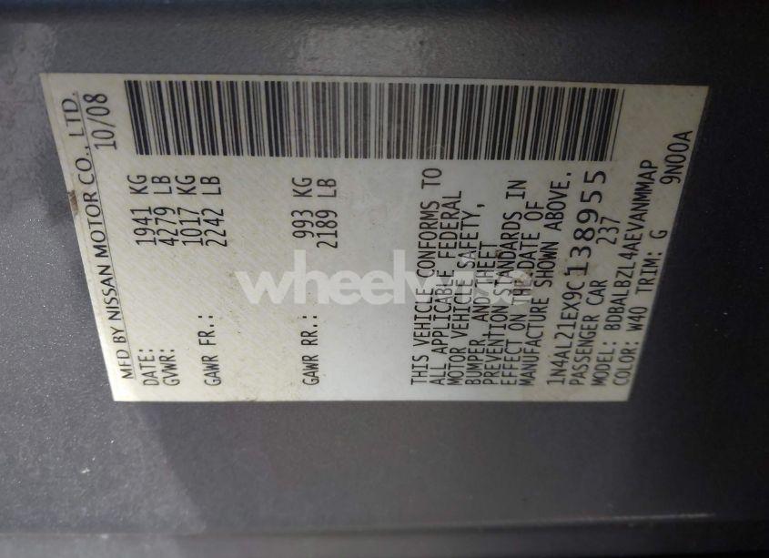 Photo 9 of 2009 Nissan Altima 2.5 S (VIN 1N4AL21EX9C138955)