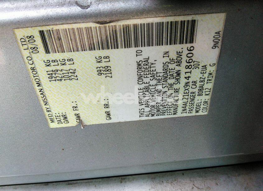 Photo 9 of 2009 Nissan Altima 2.5 S (VIN 1N4AL21EX9N418606)