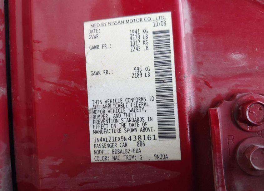 Photo 9 of 2009 Nissan Altima 2.5 S (VIN 1N4AL21EX9N438161)