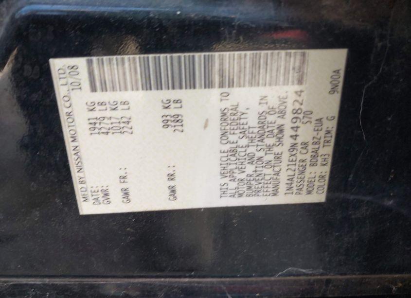 Photo 9 of 2009 Nissan Altima 2.5 S (VIN 1N4AL21EX9N449824)