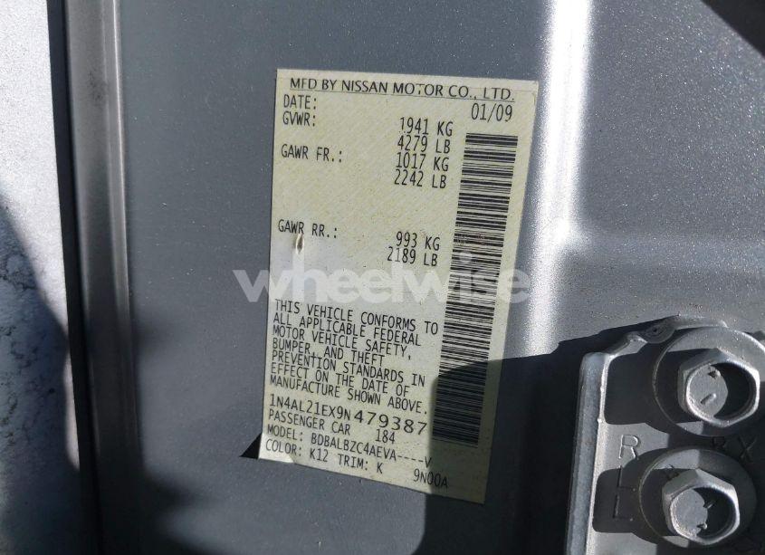 Photo 9 of 2009 Nissan Altima 2.5 S (VIN 1N4AL21EX9N479387)