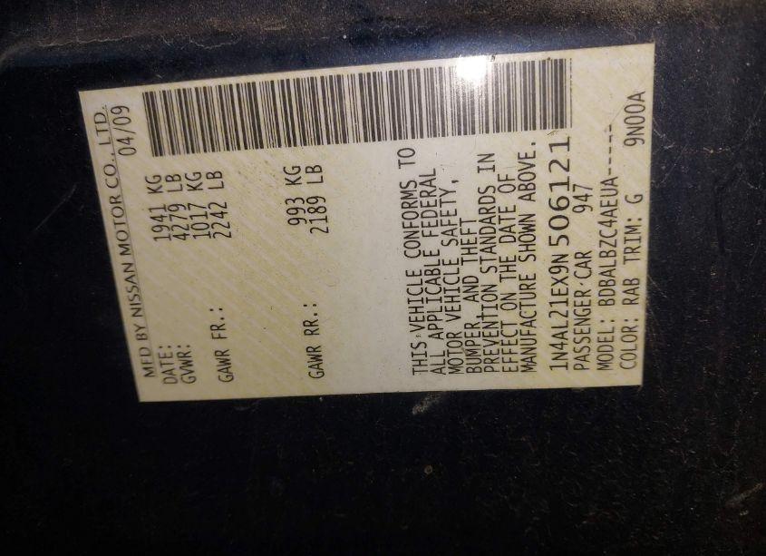 Photo 9 of 2009 Nissan Altima 2.5 S (VIN 1N4AL21EX9N506121)