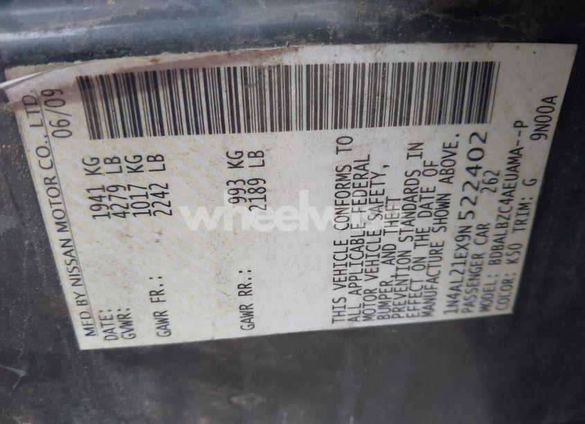 Photo 9 of 2009 Nissan Altima 2.5 S (VIN 1N4AL21EX9N522402)