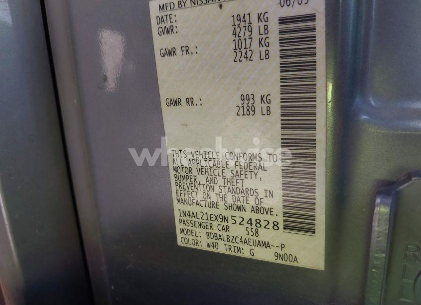 Photo 9 of 2009 Nissan Altima 2.5 S (VIN 1N4AL21EX9N524828)