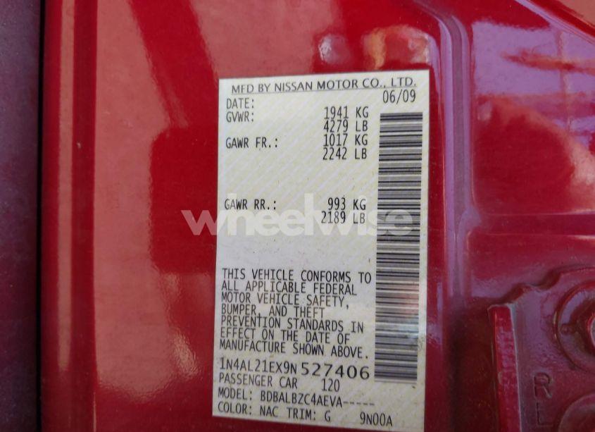 Photo 9 of 2009 Nissan Altima 2.5 S (VIN 1N4AL21EX9N527406)