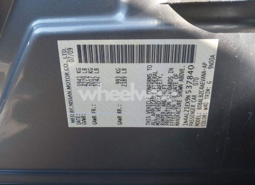 Photo 9 of 2009 Nissan Altima 2.5 S (VIN 1N4AL21EX9N537840)