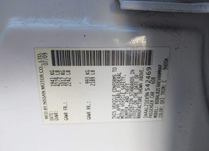 Photo 9 of 2009 Nissan Altima 2.5 S (VIN 1N4AL21EX9N542469)