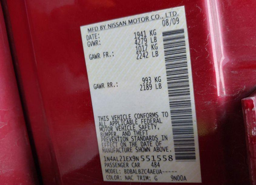 Photo 9 of 2009 Nissan Altima 2.5 S (VIN 1N4AL21EX9N551558)