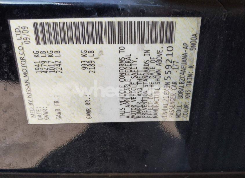 Photo 9 of 2009 Nissan Altima 2.5 S (VIN 1N4AL21EX9N559210)