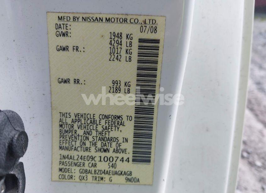 Photo 9 of 2009 Nissan Altima 2.5 S (VIN 1N4AL24E09C100744)