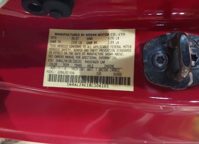 Photo 9 of 2008 Nissan Altima 2.5 S (VIN 1N4AL24E18C106101)