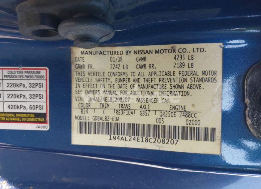 Photo 9 of 2008 Nissan Altima 2.5 S (VIN 1N4AL24E18C208207)