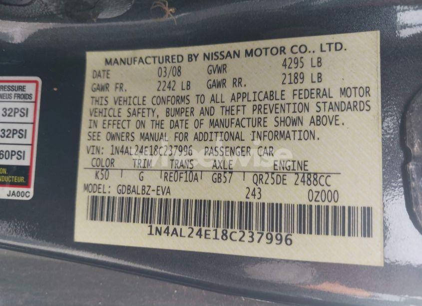 Photo 9 of 2008 Nissan Altima 2.5 S (VIN 1N4AL24E18C237996)