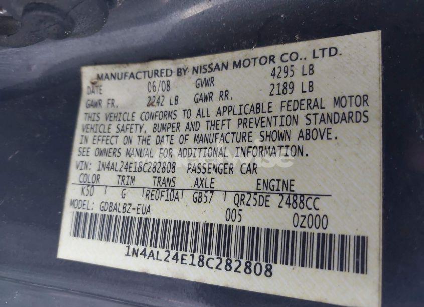 Photo 9 of 2008 Nissan Altima 2.5 S (VIN 1N4AL24E18C282808)
