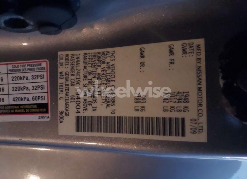 Photo 9 of 2009 Nissan Altima 2.5 S (VIN 1N4AL24E19C194004)