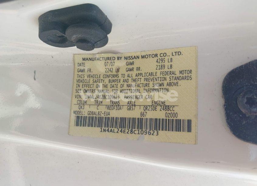 Photo 9 of 2008 Nissan Altima 2.5 S (VIN 1N4AL24E28C109623)