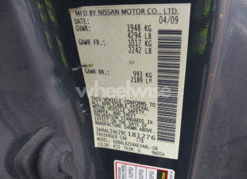 Photo 9 of 2009 Nissan Altima 2.5 S (VIN 1N4AL24E29C181276)