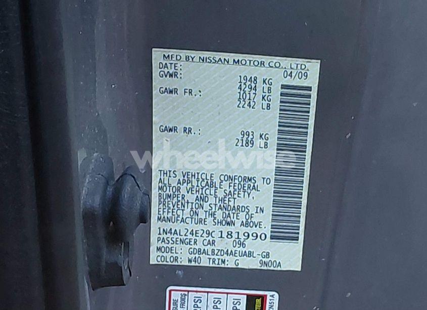 Photo 9 of 2009 Nissan Altima 2.5 S (VIN 1N4AL24E29C181990)