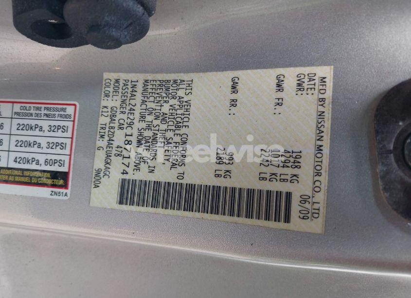 Photo 9 of 2009 Nissan Altima 2.5 S (VIN 1N4AL24E29C187174)