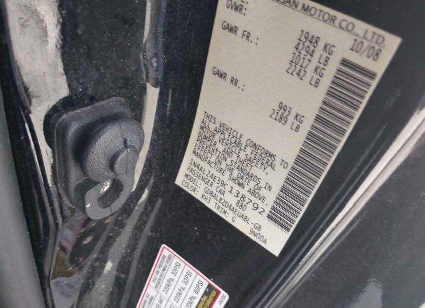 Photo 9 of 2009 Nissan Altima 2.5 S (VIN 1N4AL24E39C138792)