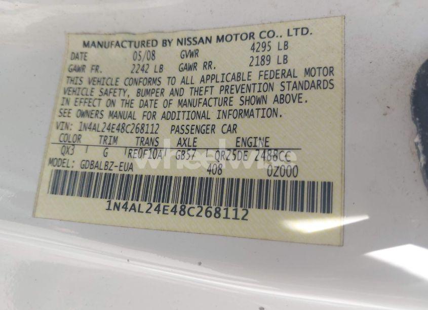 Photo 9 of 2008 Nissan Altima 2.5 S (VIN 1N4AL24E48C268112)