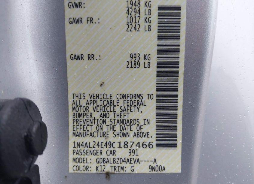 Photo 9 of 2009 Nissan Altima 2.5 S (VIN 1N4AL24E49C187466)