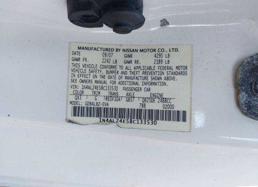 Photo 9 of 2008 Nissan Altima 2.5 S (VIN 1N4AL24E58C133530)