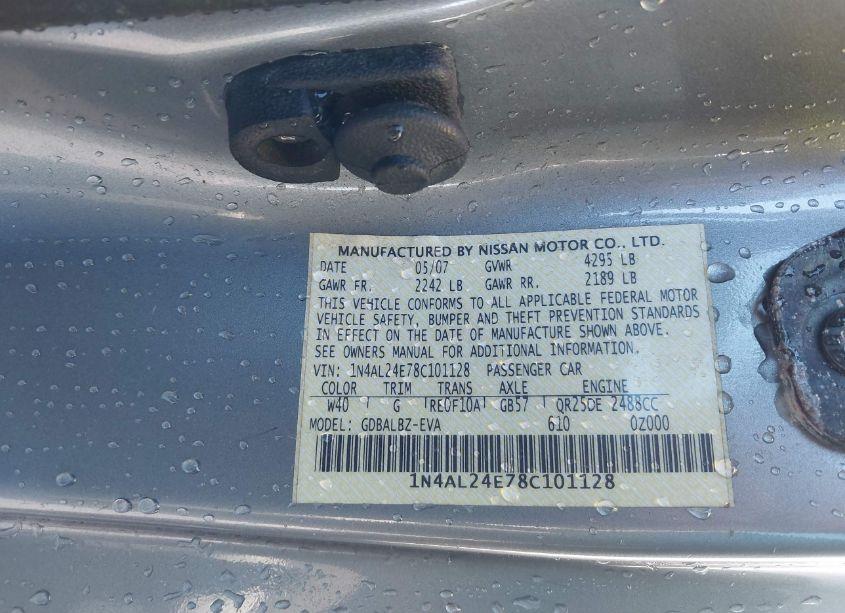 Photo 9 of 2008 Nissan Altima 2.5 S (VIN 1N4AL24E78C101128)