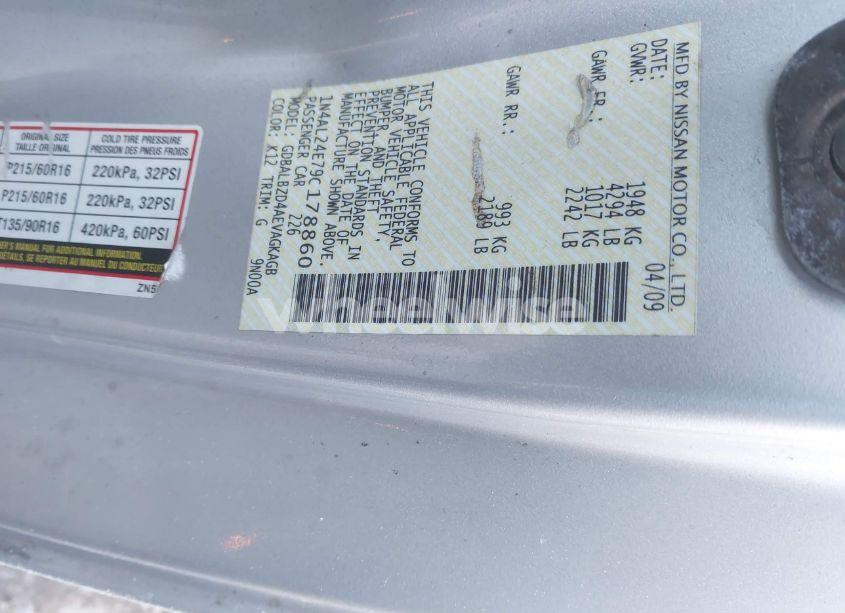 Photo 9 of 2009 Nissan Altima 2.5 S (VIN 1N4AL24E79C178860)