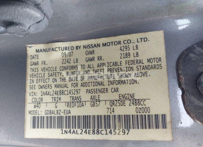 Photo 9 of 2008 Nissan Altima 2.5 S (VIN 1N4AL24E88C145297)