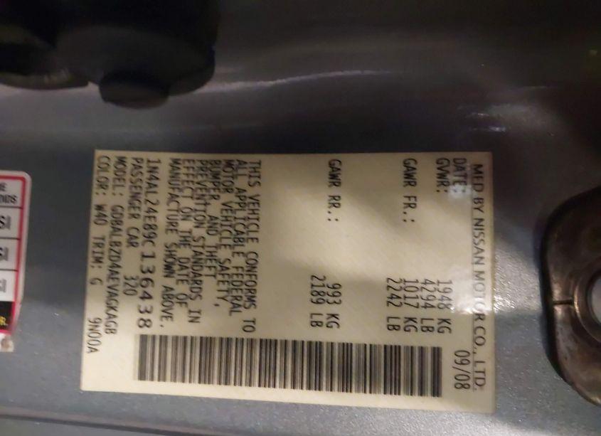 Photo 9 of 2009 Nissan Altima 2.5 S (VIN 1N4AL24E89C136438)