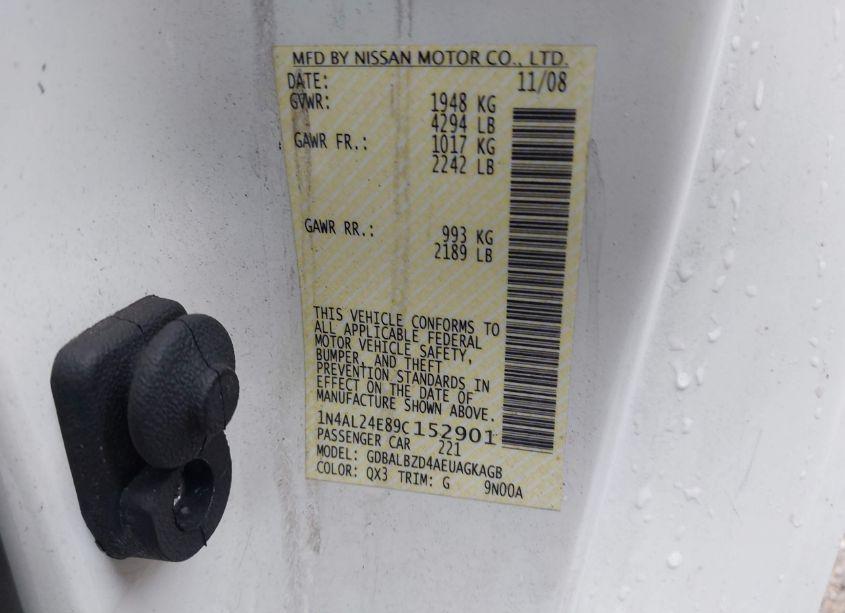 Photo 9 of 2009 Nissan Altima 2.5 S (VIN 1N4AL24E89C152901)