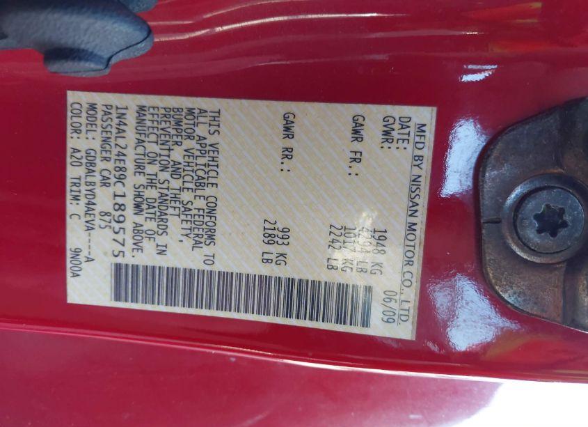 Photo 9 of 2009 Nissan Altima 2.5 S (VIN 1N4AL24E89C189575)