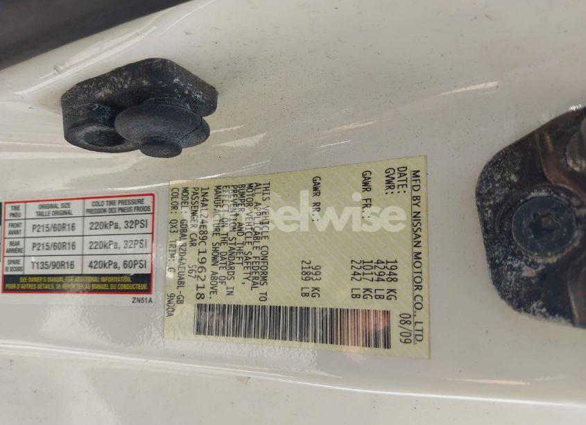 Photo 9 of 2009 Nissan Altima 2.5 S (VIN 1N4AL24E89C196218)