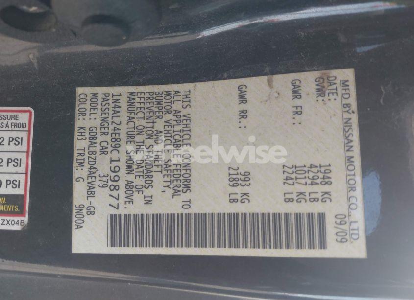 Photo 9 of 2009 Nissan Altima 2.5 S (VIN 1N4AL24E89C199877)