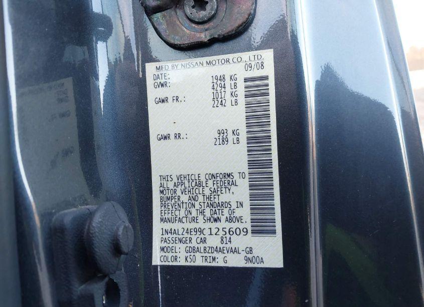 Photo 9 of 2009 Nissan Altima 2.5 S (VIN 1N4AL24E99C125609)