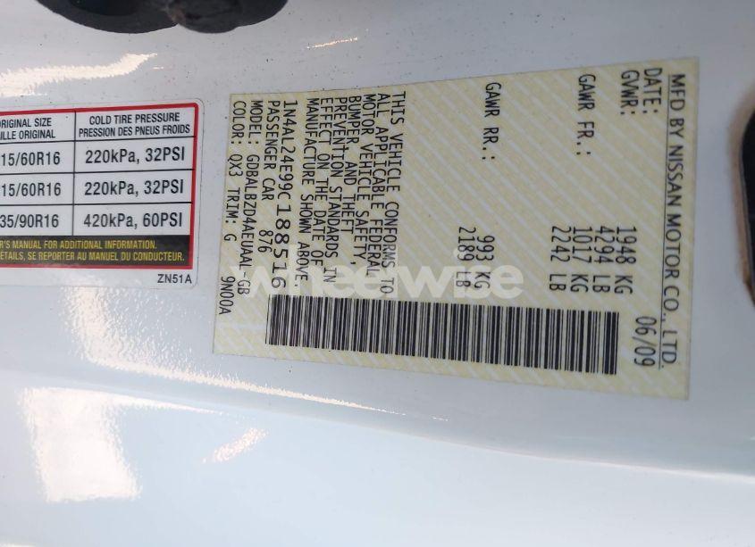 Photo 9 of 2009 Nissan Altima 2.5 S (VIN 1N4AL24E99C188516)