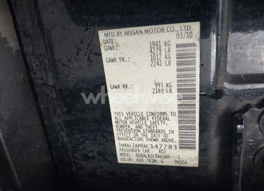 Photo 9 of 2010 Nissan Altima 2.5 S (VIN 1N4AL2AP0AC147783)