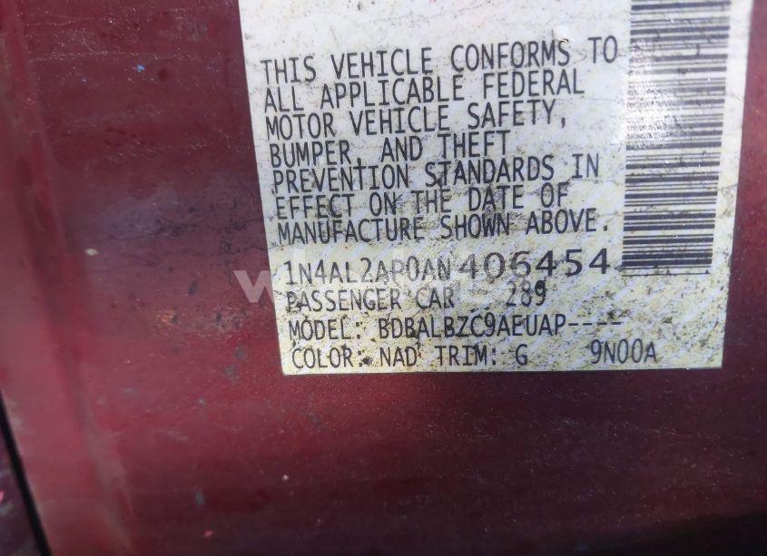 Photo 9 of 2010 Nissan Altima 2.5 S (VIN 1N4AL2AP0AN406454)