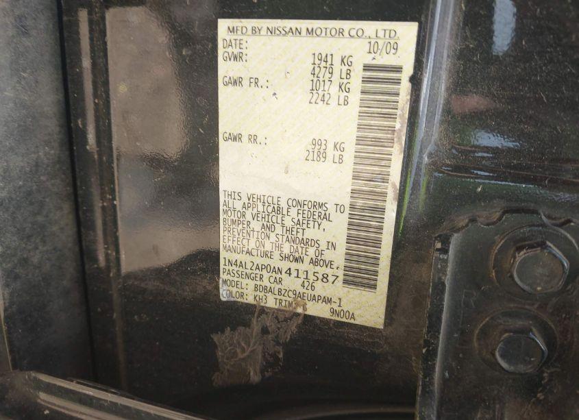 Photo 9 of 2010 Nissan Altima 2.5 S (VIN 1N4AL2AP0AN411587)